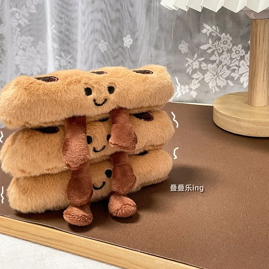 Kawaii Plush Doll Keychain 13cm Baguette Croissant Plush Toy Keychain Cartoon Bread Stuffed Toy Backpack Pendant Children Gift