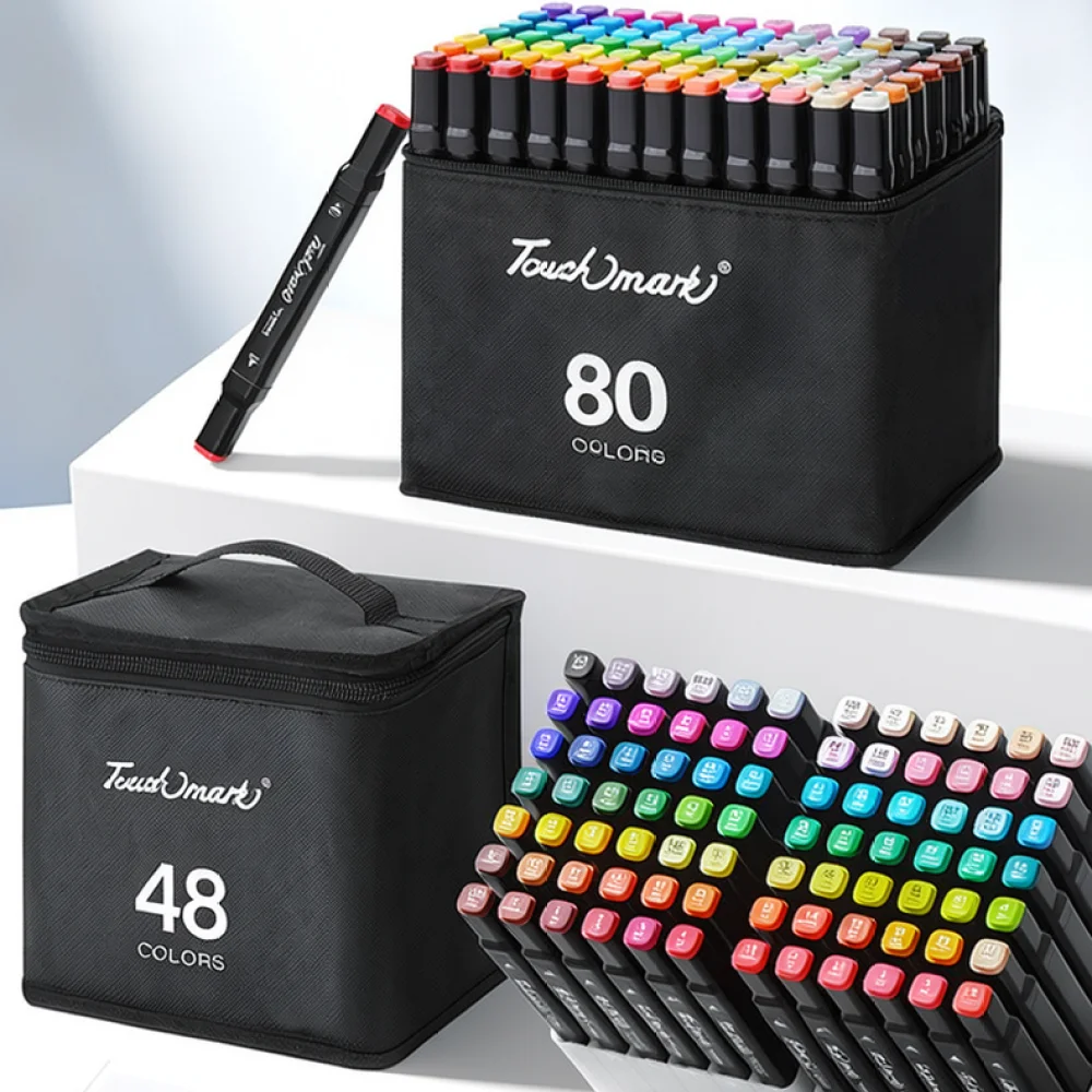 Art Markers Set Double Head Permanent Pens For For Touchmark Anime Illustration Design Coloring Supplies With Holder Base