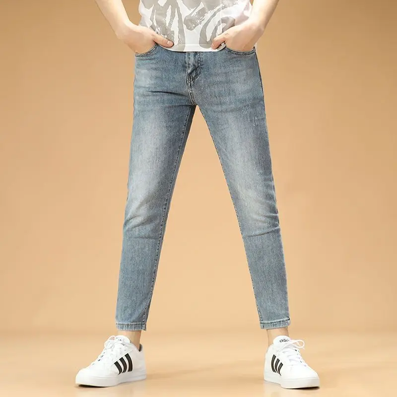 Kpop coreano jeans de luxo para homens calças finas e lápis, roupas casuais, designer, namorado, novo, primavera, outono