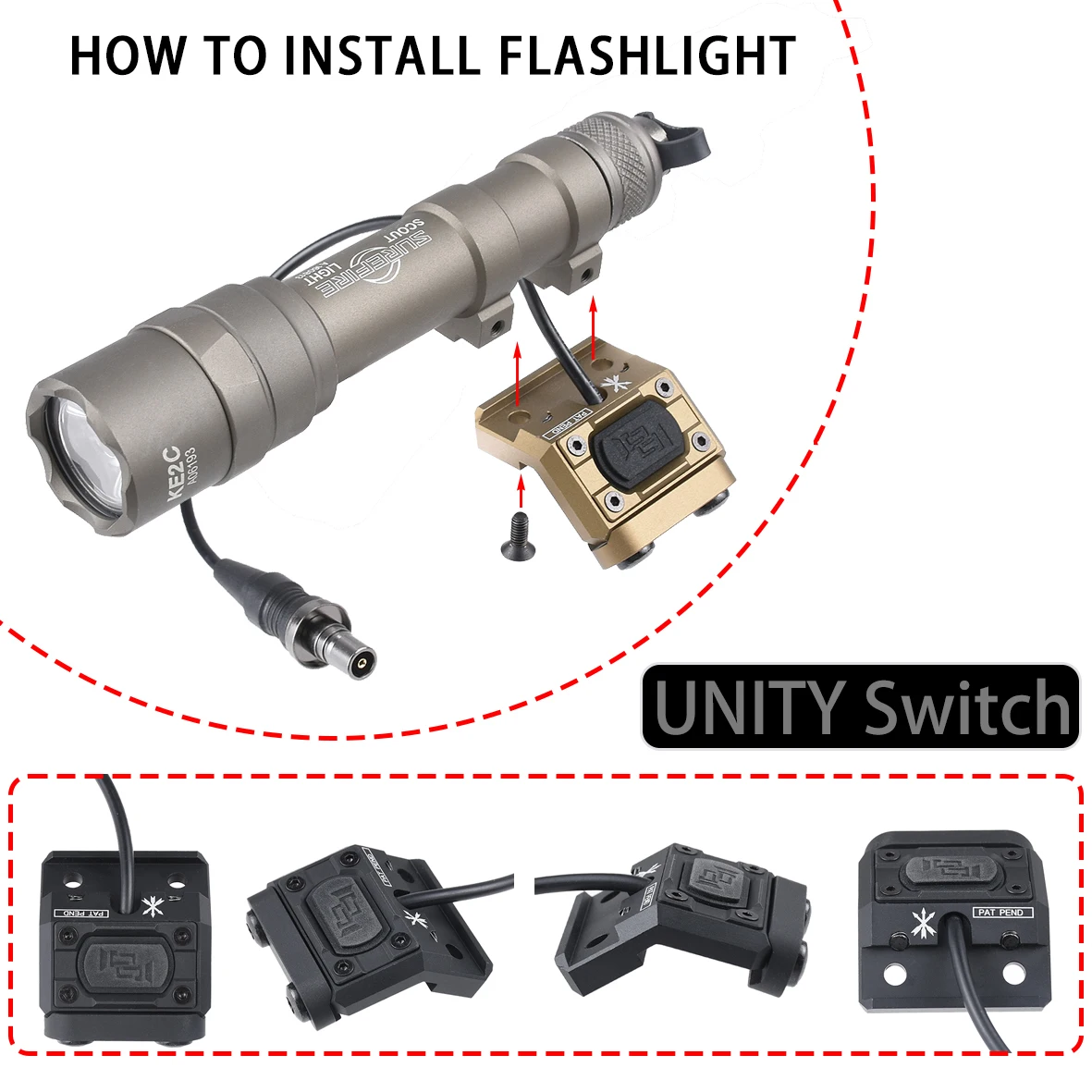 

New Tactical UNITY Switch For Surefire M600 M300 Hot Mod Button Pressure SF Plug Airsoft Powerful Rifle Gun Weapons Scout Lights