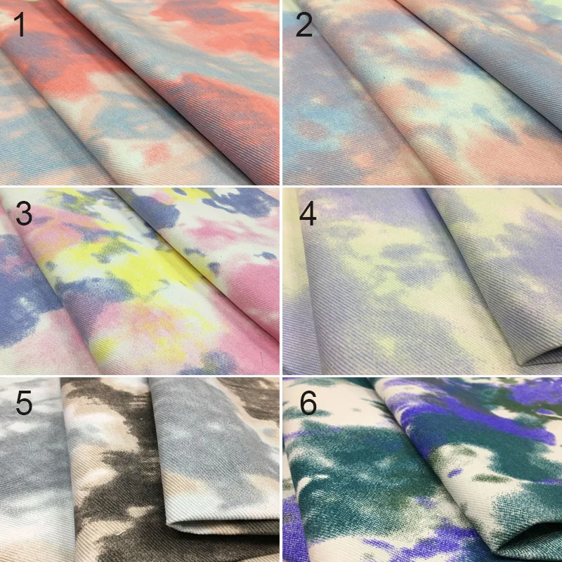 100 * 150 cm Kolor Tie Dye Washed Denim Fabric For Diy Sewing Skirt Jeans Dress Coat Clothes Stretch Tie-dyed Denim Cotton Fabric