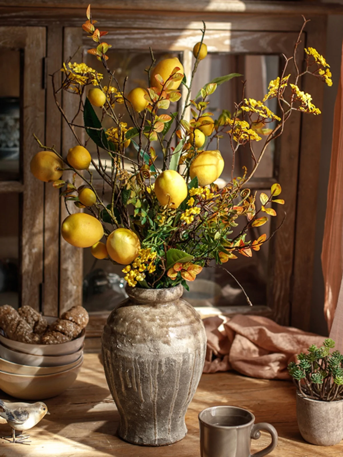 

European Vintage Artificial Flower Bouquet American Sle Decorative Dried Flower Display mat Living Room Dining Table...