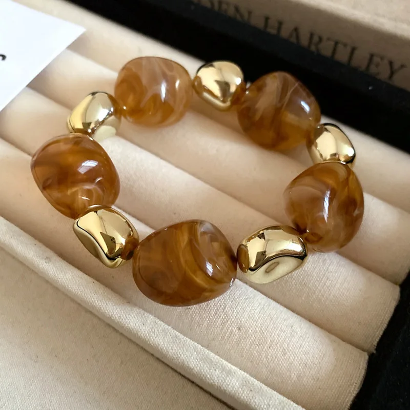 Amber Color Irregular Acrylic Beads Chokers Necklaces Set