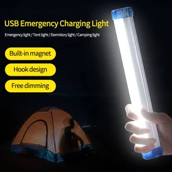 Tubo de luz LED de emergencia, lámpara Solar magnética recargable por USB con gancho para el hogar, Camping al aire libre, 17CM, 32CM, luz blanca