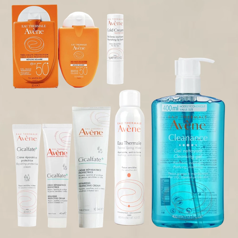 Avene SPF50 + PA +++ protector solar limpieza profunda limpiador Facial elimina la suciedad de la cara Gel hidratante blanqueamiento crema fría cuidado de la piel