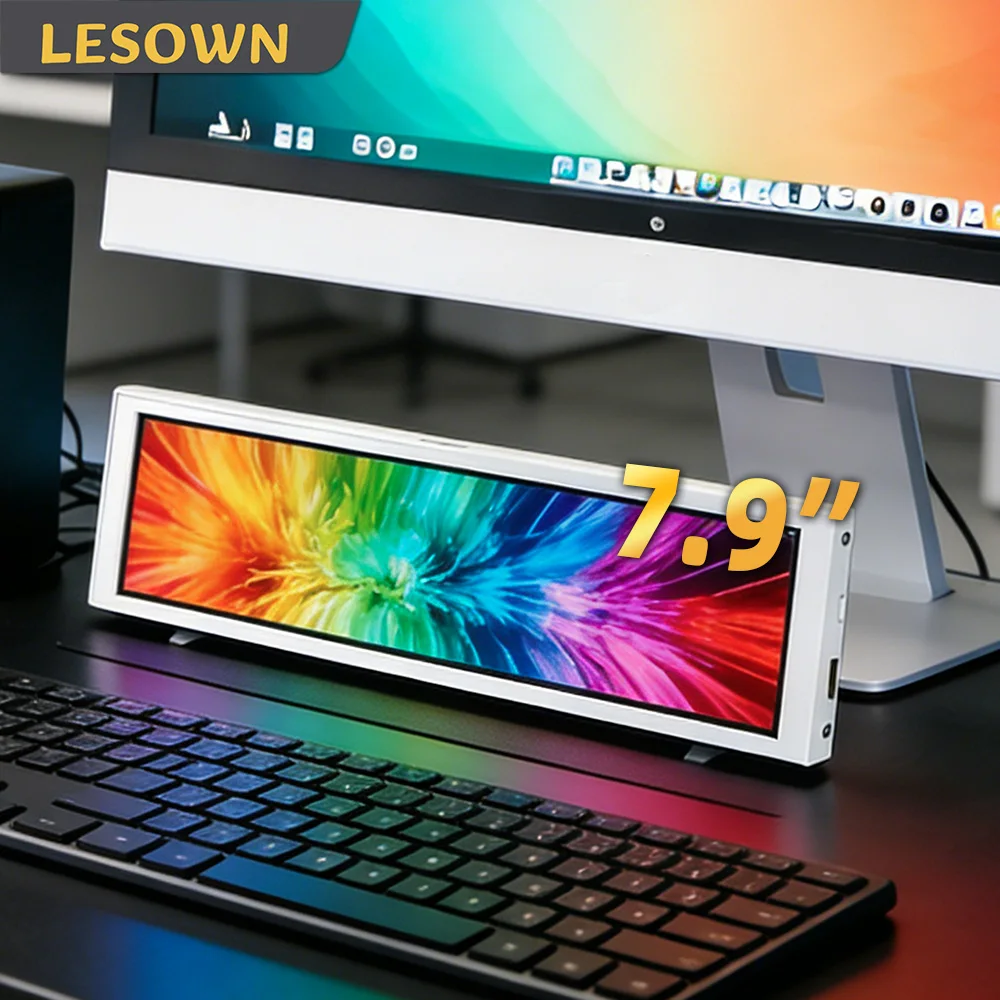 

LESOWN Portable Sidebar Monitor 7.9'' 400x1280 IPS LCD Stretched Bar Display Ultra Slim External Secondary Monitor for Laptop PC