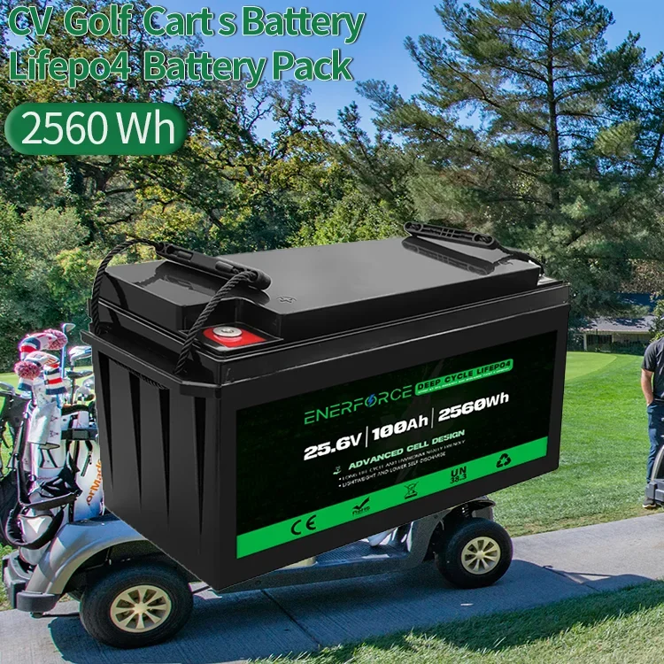 Enerforce IP65 24V 100Ah LiFePO4 Deep Cycle Battery 4000 Deep Cycle Lithium Battery for Golf Cart Electric Wheelchairs