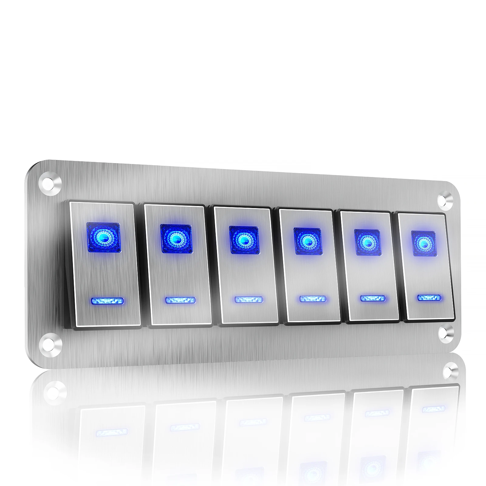 

Автомобильная и морская металлическая кулисная панель переключателей, водонепроницаемая светодиодная панель тумблера 12-24 В, подходит для автомобилей, кемпинга