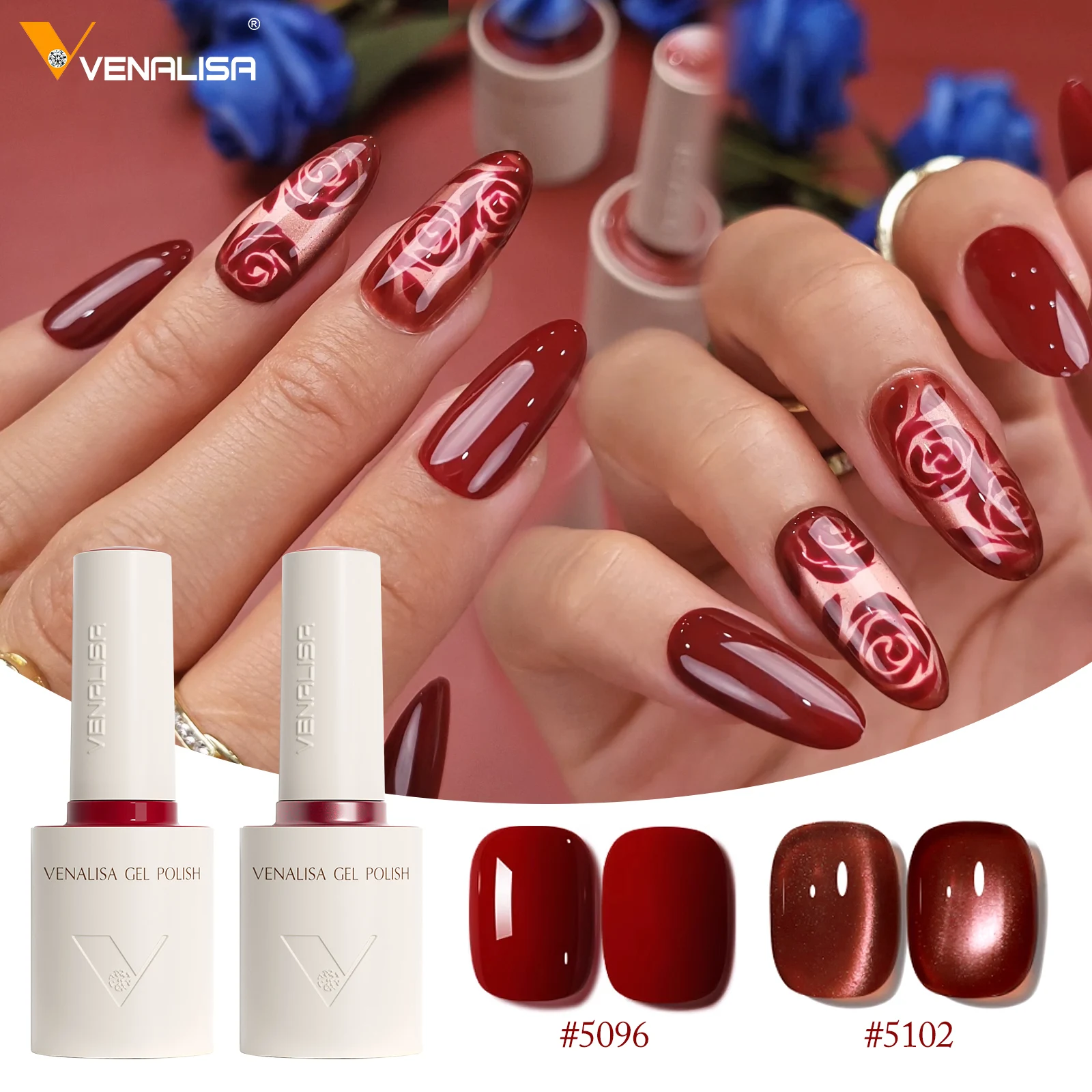 10ml TPO Free Hema Free Venalisa Nail Gel Polish Ultra Red Color Cat Eye Soak Off UV LED Semi Permanent Long Wear Diamond Top