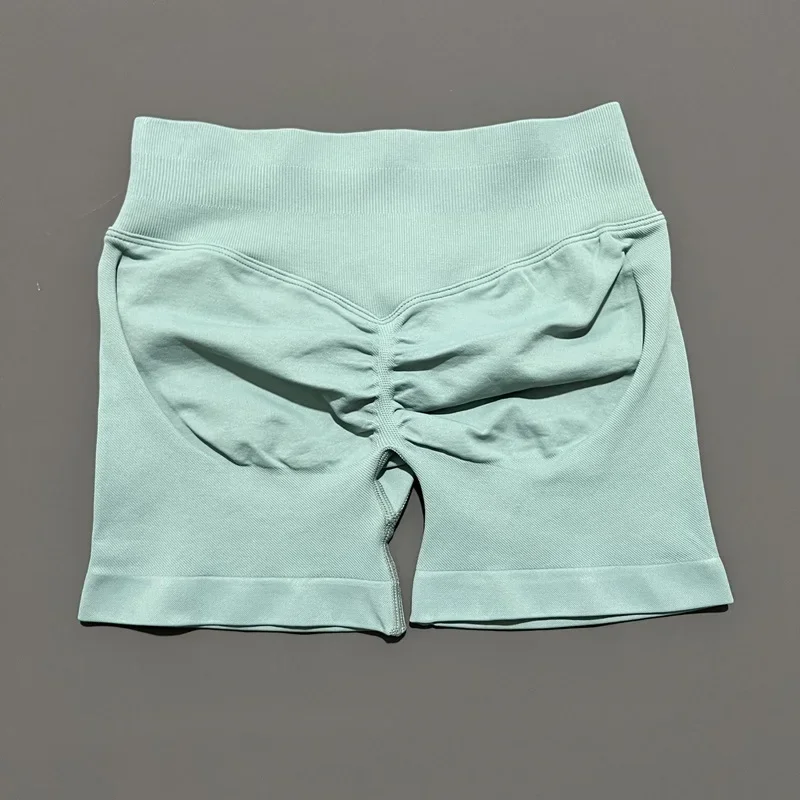 HISTELLO Sportshorts mit niedriger Taille, einfarbig, nahtlos, Po-Lifting, hohe Dehnbarkeit, atmungsaktiv, für Yoga, Fitness, Workout – Detail 19