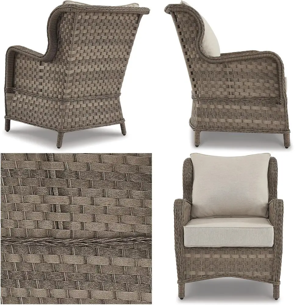 

Набор из 2 плетеных кресел с подушками ручной работы, светло-коричневый цвет