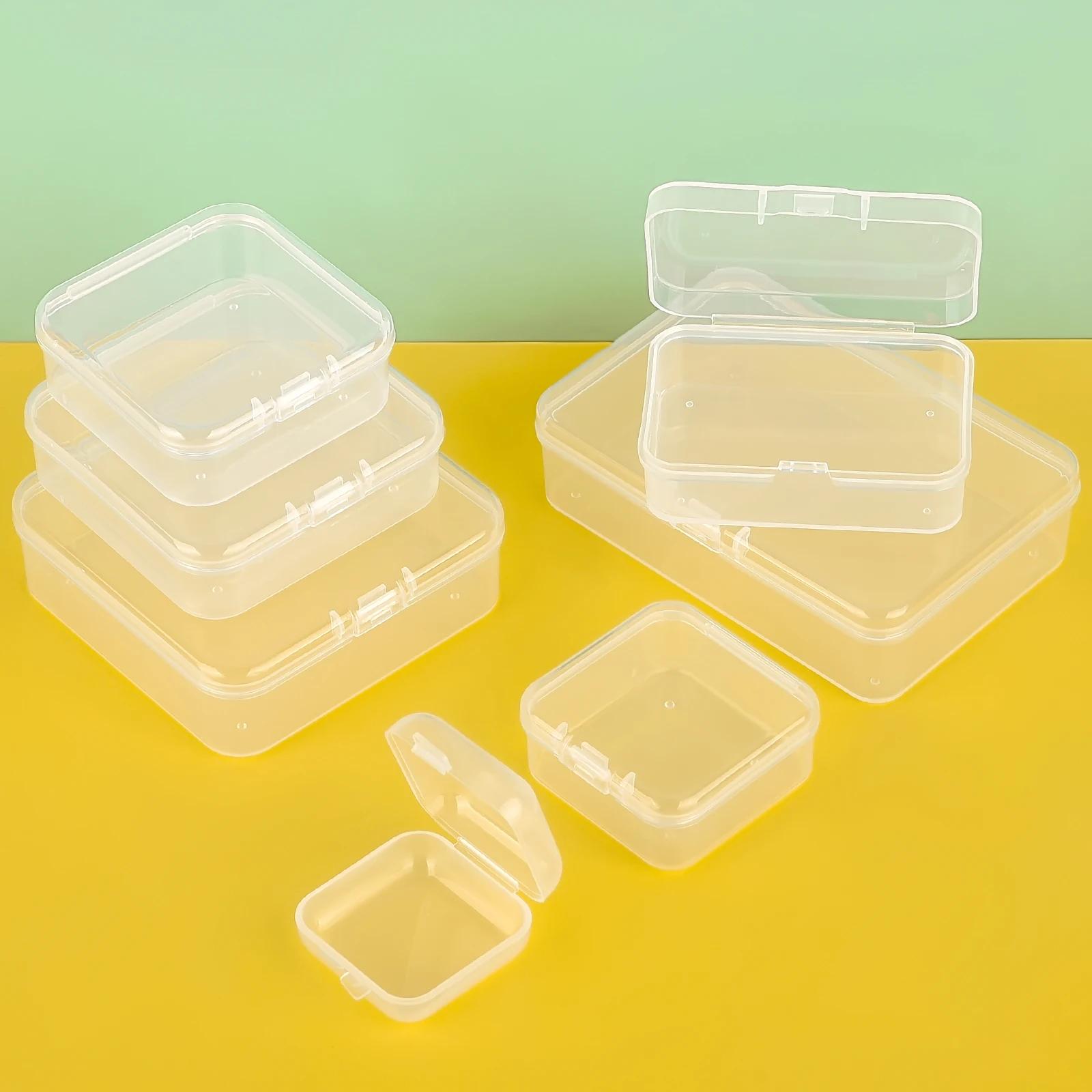 10Pcs Set Mini Plastic Box Rectangular Box Storage Translucent Packing Dustproof Durable Strong Jewelry Storage Case Container