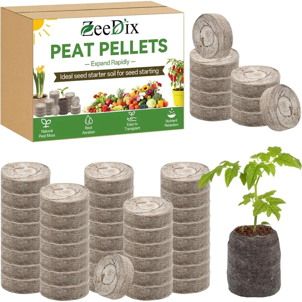 55Pcs 30mm Seed Starter Pods, Compressed Peat Pellets for Seed Starting, Growing Vegetables, Herbs & Flowers, Indoor Outdoor Gar