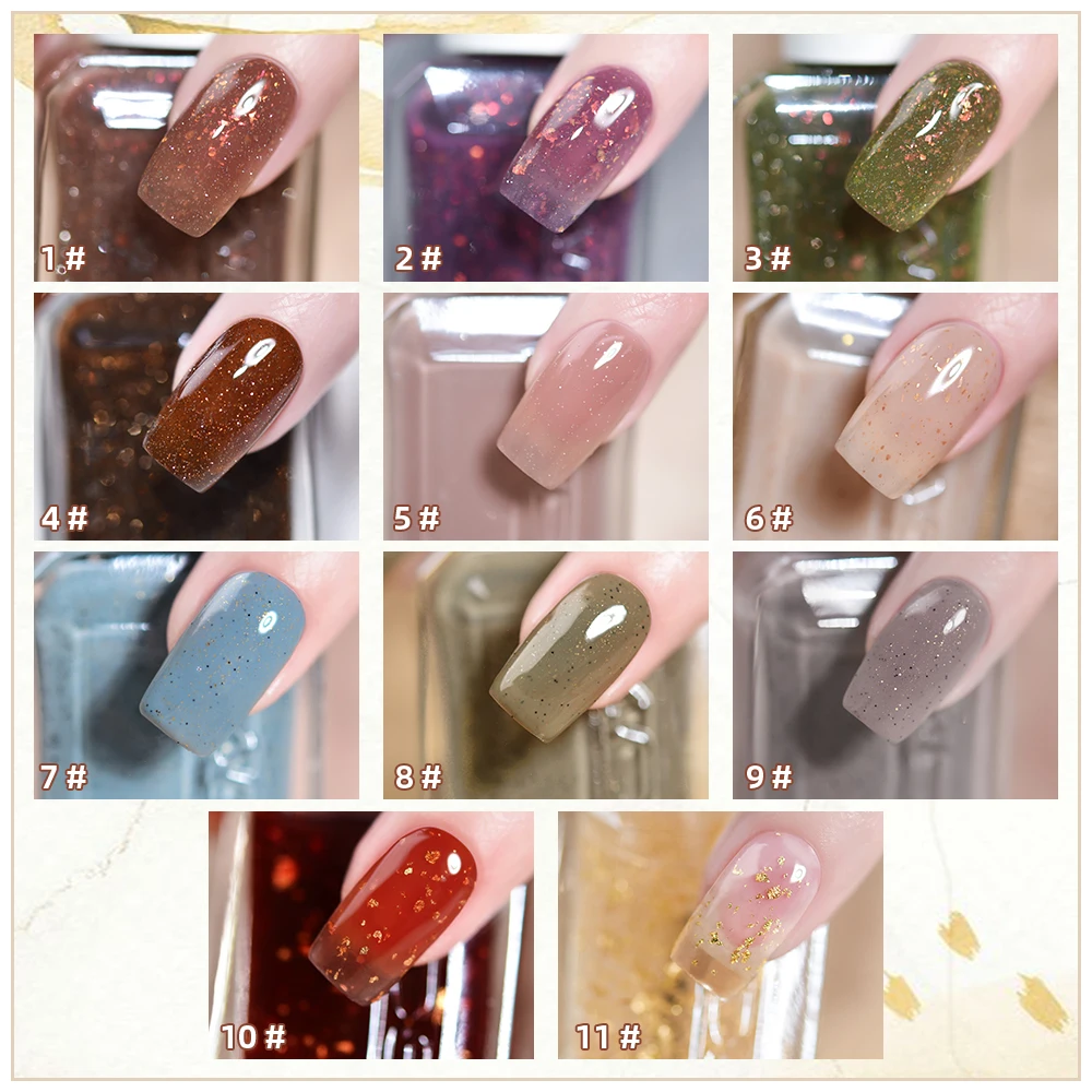 Kads 11Ml Nagellak Flakies & Reflecterende Glitters Bling Effect Manicure Nail Art Lak Lak 24K Goud Folie Top Jas Winter