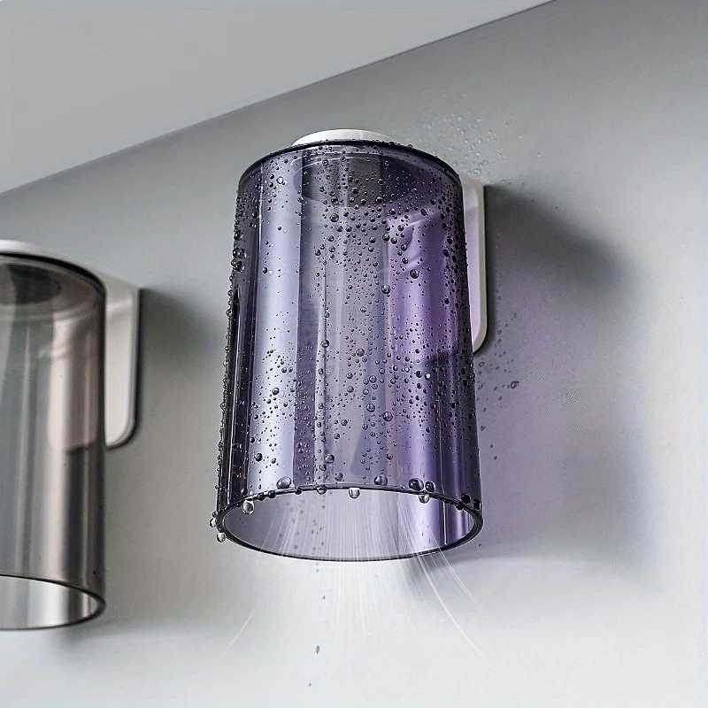 Magnetic Back Flip Cup, Transparent and Simple Household Toiletry Cup, Wall-Mounted Toothbrush Cup, Toothbrush Holder Shelf