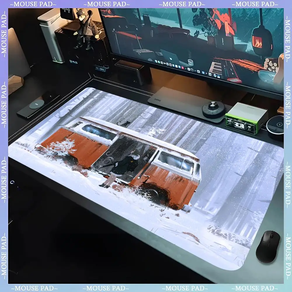 Bus Girl Doomsday Ship Girl Mouse Pad Large PC Cartoon Gaming Accessories Protector Office Laptop Desk Mat Carpet Mause Pads D