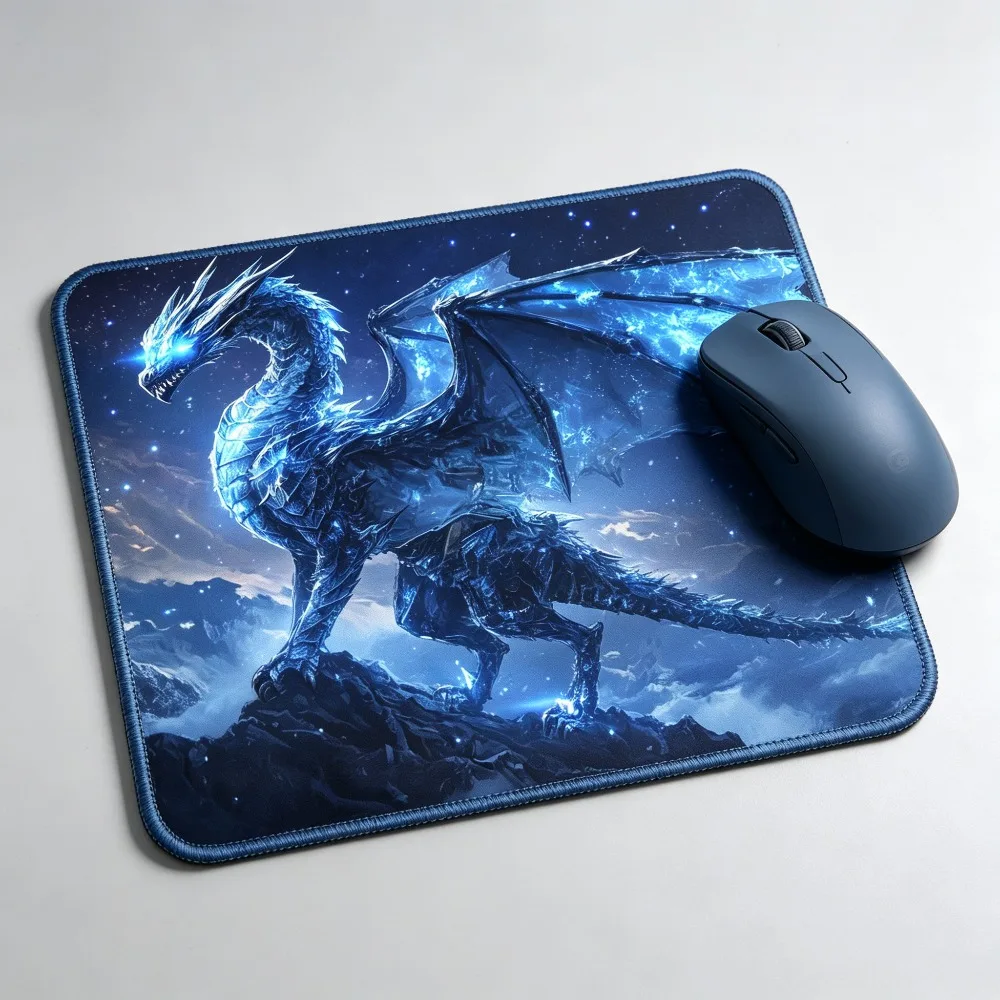 Fantasy Blue Ice Dragon Gaming Mouse Pad Anti‑Slip Rubber Desk Mat For PC Gamer Office Laptop Computer Mouse pad