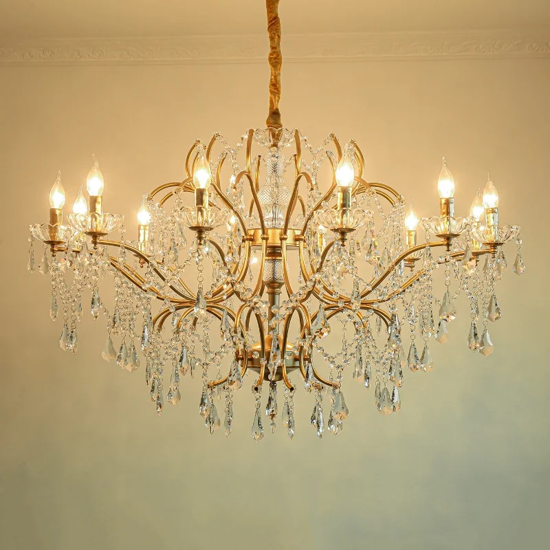 

Crystal living room French luxury atmospheric bedroom lobby retro American bedroom light 2025 new pendant light