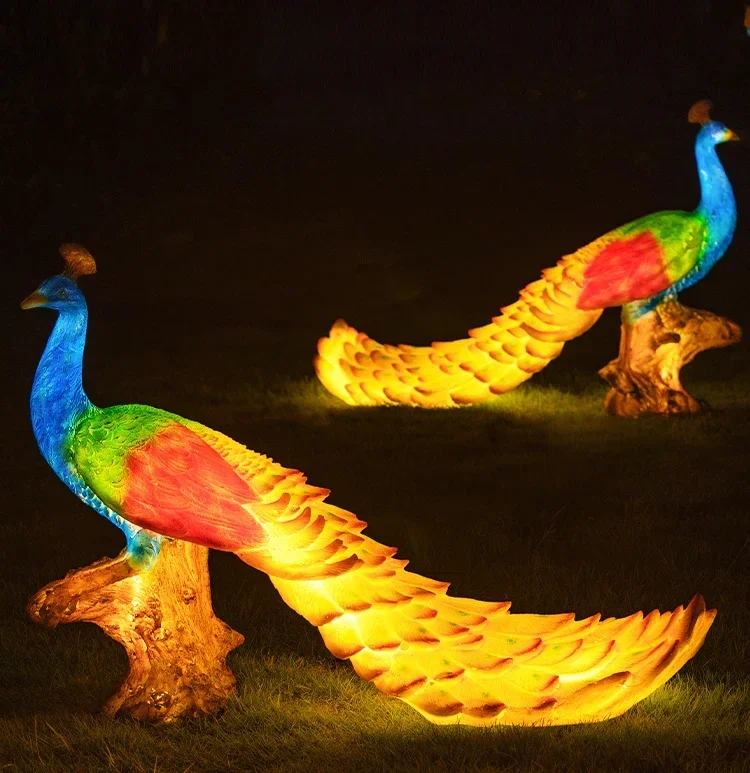 Outdoor Simulation Peacock Lamp Garden  Landscape  Decorative Lights Imitation Animal Park Lawn  Floor