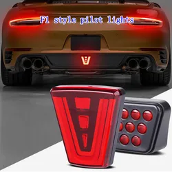 Universal Rear Bumper Diffuser Rear Fog Light w/ F1 Style Strobe Brake Feature & Adjustable Add-On Mounting Bracket For Car SUV