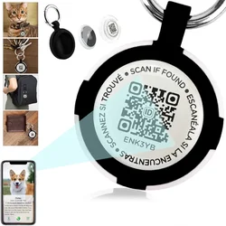 Airtag Holder with Pet QR Smart Tags ,Dog Accessories ID Tag for Dog Cat Waterproof Silicone , Anti-Lost Email Location Alert