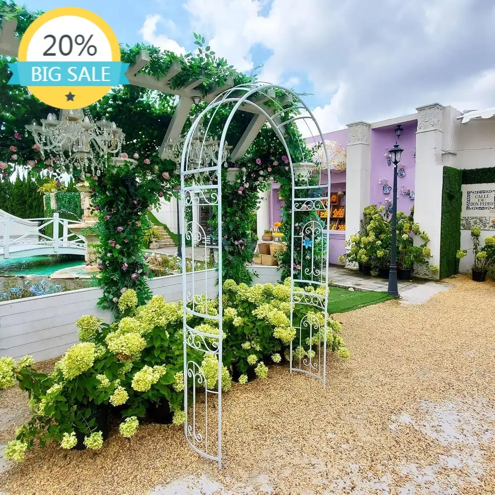 

Elegant Curved Metal Garden Archway for Outdoor Weddings, Perfect for Climbing Plants and Vines