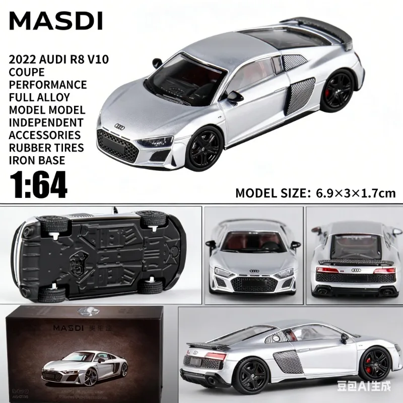 

MASDI 1:64 2022 Audi R8 V10 Alloy Die-Cast Convertible Car Model Simulation Static Figurine for Boys' Toy for Adult Collection