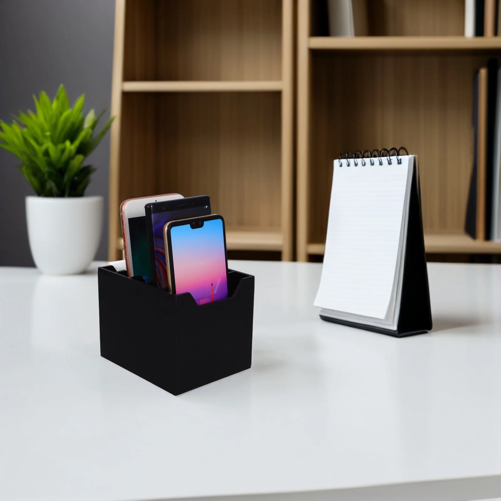 

Phone Box 5-Slot Desktop Acrylic Organizer Multi-Compartment Cell Phone Storage Office Classroom Meeting Desktop Organizer