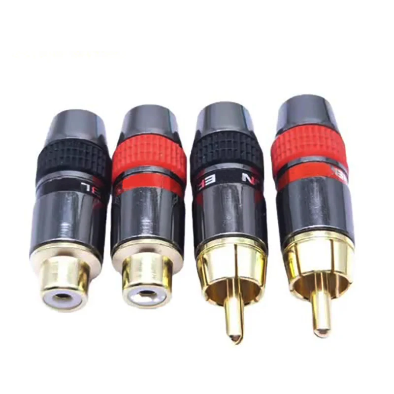 

1PCS red black RCA Gold Plated Pure Copper Zinc Alloy Monster Banana Plug Connector Audio Power Speaker Plugs Connector