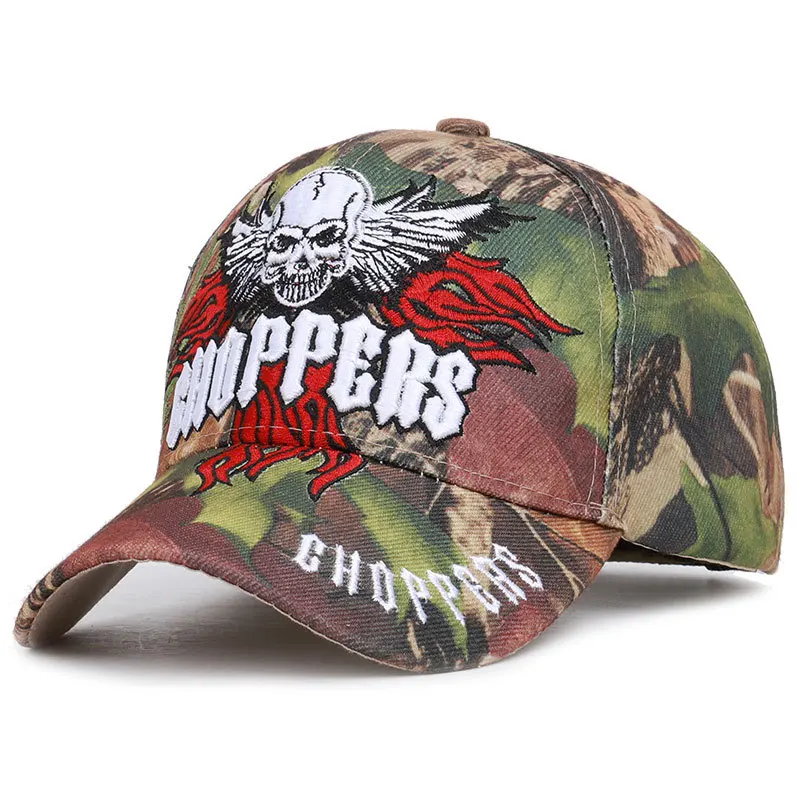 Men Women Fish Skull Embroidery Camouflage SunShade Baseball Cap Summer Sport Sunscreen Hip Hop Adjustable Hat P60