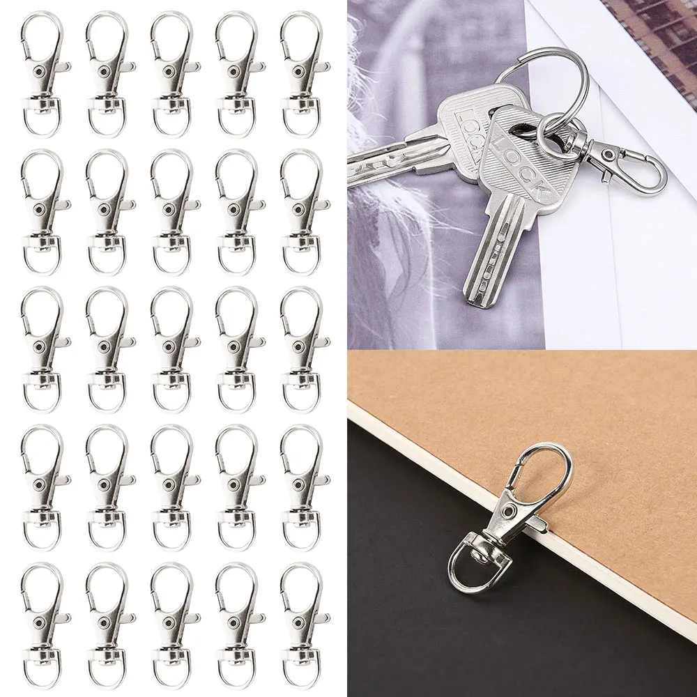 25/100pcs otočný humr svorka nerez ocel otočný keyrings svorka přenosné D prsten drobnost hák pro klenotnictví DIY řemesel kláves brašna