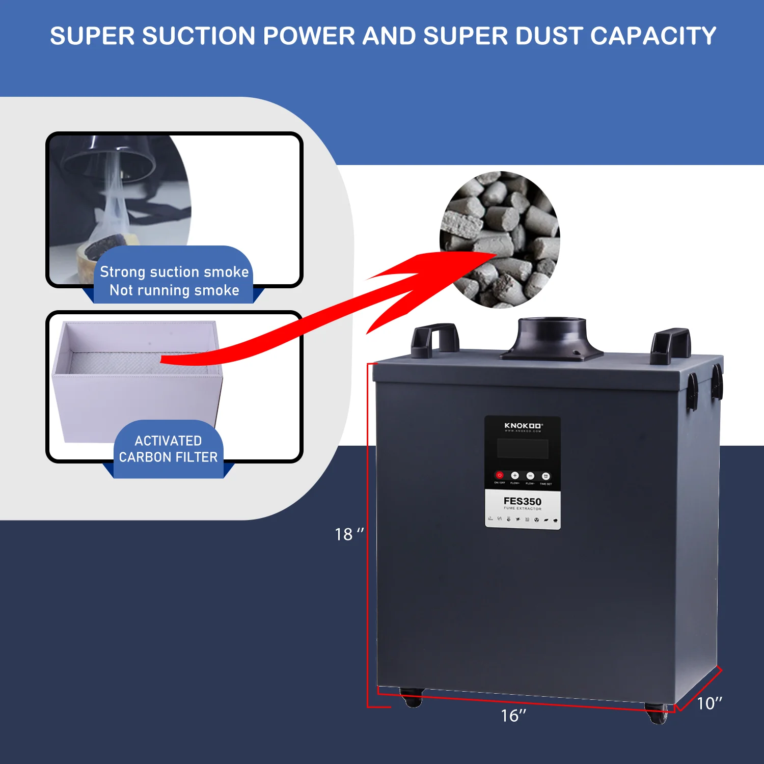 350W Laser Fume Extractor FES350, Solder Smoke Purifier 4 Stage Filtering System for Laser Engraver and Laser Metal Cutting