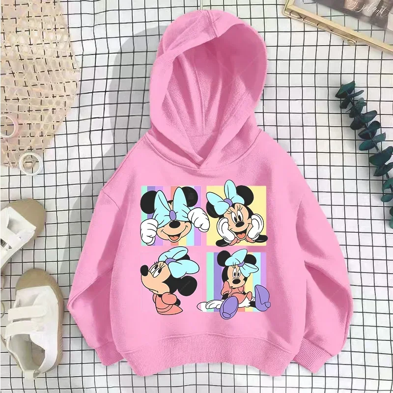 Kawaii Minnie Mouse Hoodie Kids Tracksuit Girls Clothing Cartoon Fashion Print Mickey Mouse Spring Fall Baby Boy Sweatshirt Tops