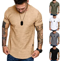 2024 New Men's T-shirt Top Round Neck Short sleeved T-shirt Men's Fashion Leisure Fitness T-shirt Men's