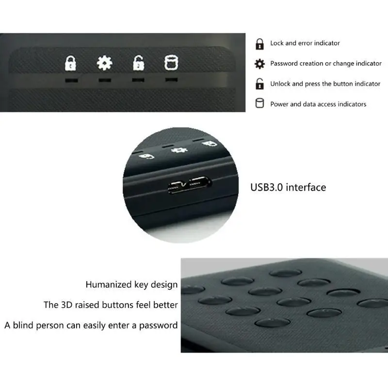 

652F Professional 5Gbps 2.5" USB3.0 SSD Enclosure Hard Drive Enclosure SSD Box
