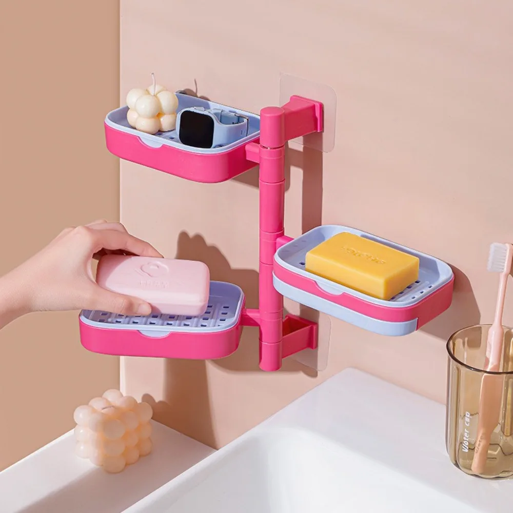 

Durable Dopamine Japanese Style Soap Box Plastic Waterproof Wall Mounted Soap Box Rotatable Soap Storage Rack Kitchen