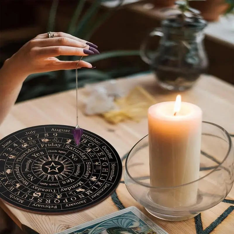 لوحة الاتصالات حصيرة البندول للرسالة الميتافيزيقية Ouija لوحة الروح لعبة القرار صنع لوحة البندول لمذبح الساحرة