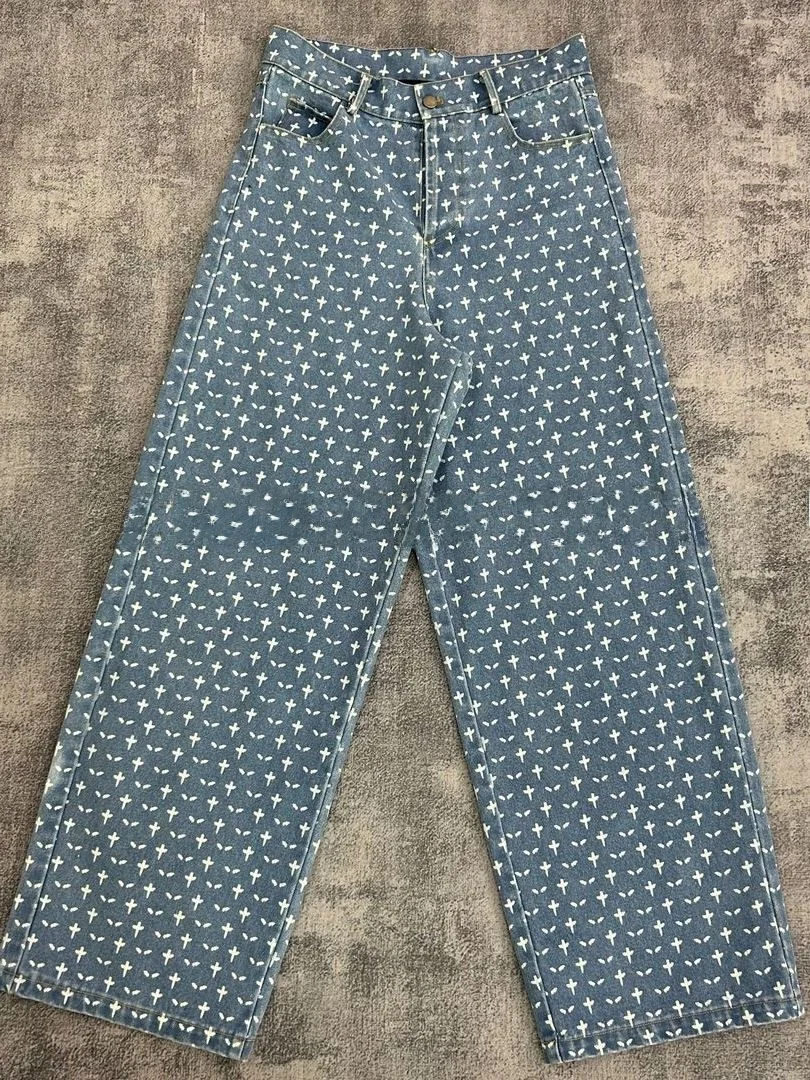 

Джинсы Bla Hole Eye 2-го сезона, утяжеленные (490 г), винтажные, мягкие, свободного прямого кроя, повседневные брюки для молодых мужчин