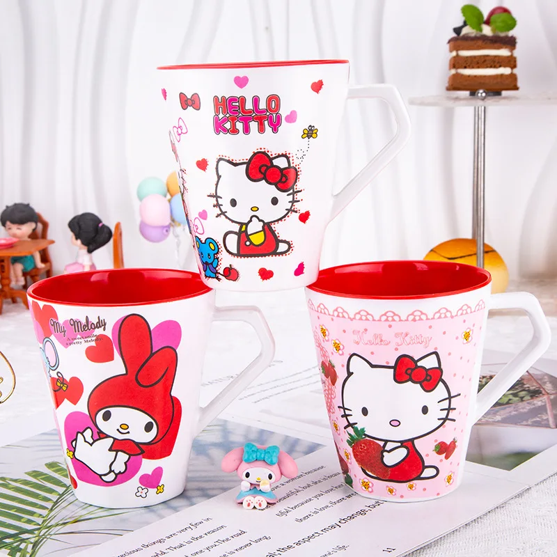 Sanrio Kawaii Hello Kitty Cup MyMelody Anime anak-anak melamin Cetak Kreatif tahan jatuh jus susu Mouthwash Cup