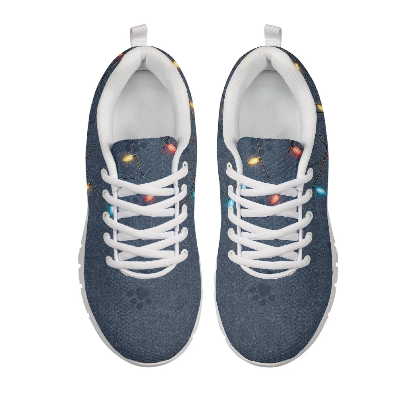 Coloranimal Red White Snowflake Walking Shoes Mesh & EVA Sole, Lace up Sports Trainers for Women Gym and Daily Work