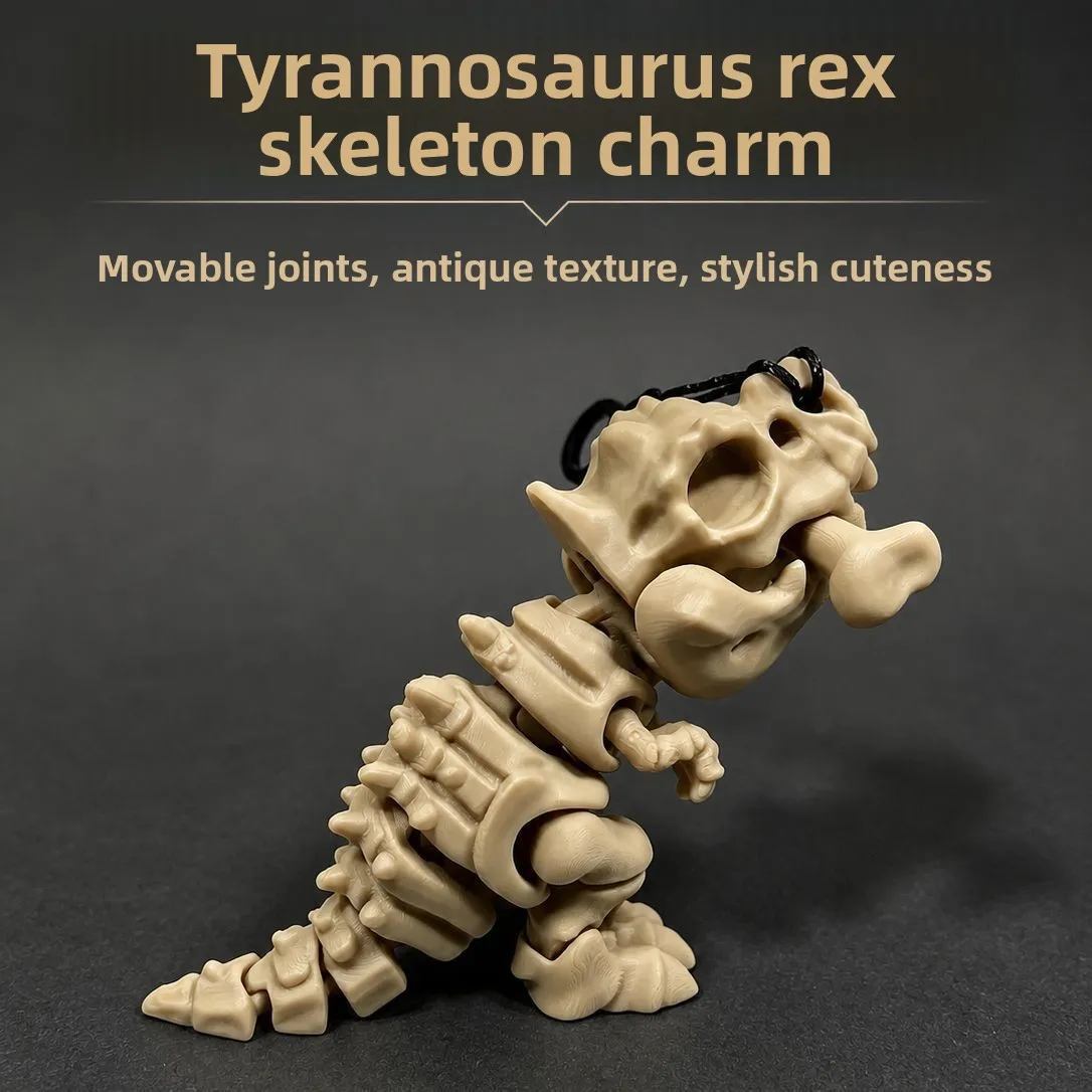Tyrannosaurus rex pendant bone movable joint dinosaur antique texture keychain decorative ornament personality cute trend