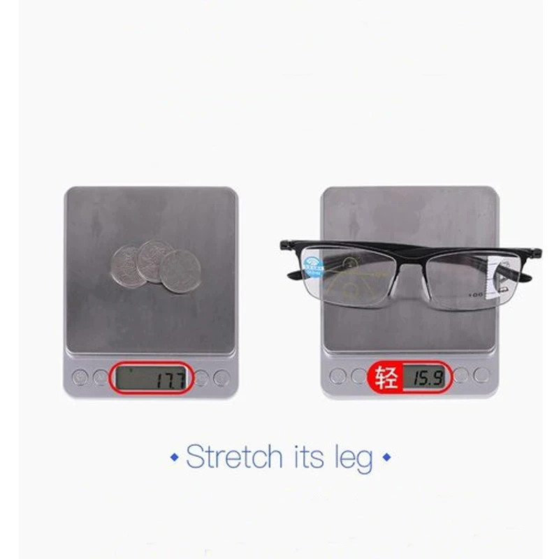 Progressive Multifocus Reading Glasses Blue Light Blocking Titanium Anti-fatigue Full frame Multifocal Readers Eyeglasses 1.0to4
