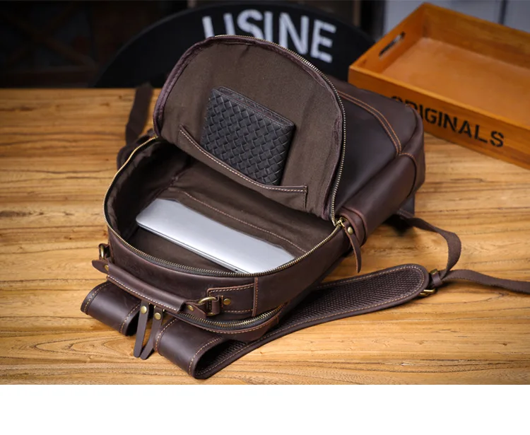 PNDME Vintage Crazy Horse Rindsleder Herrenrucksack mit großem Fassungsvermögen, lässiger Designer-Handtaschenrucksack aus echtem Leder für Damen, Reiserucksack. – Detail 26