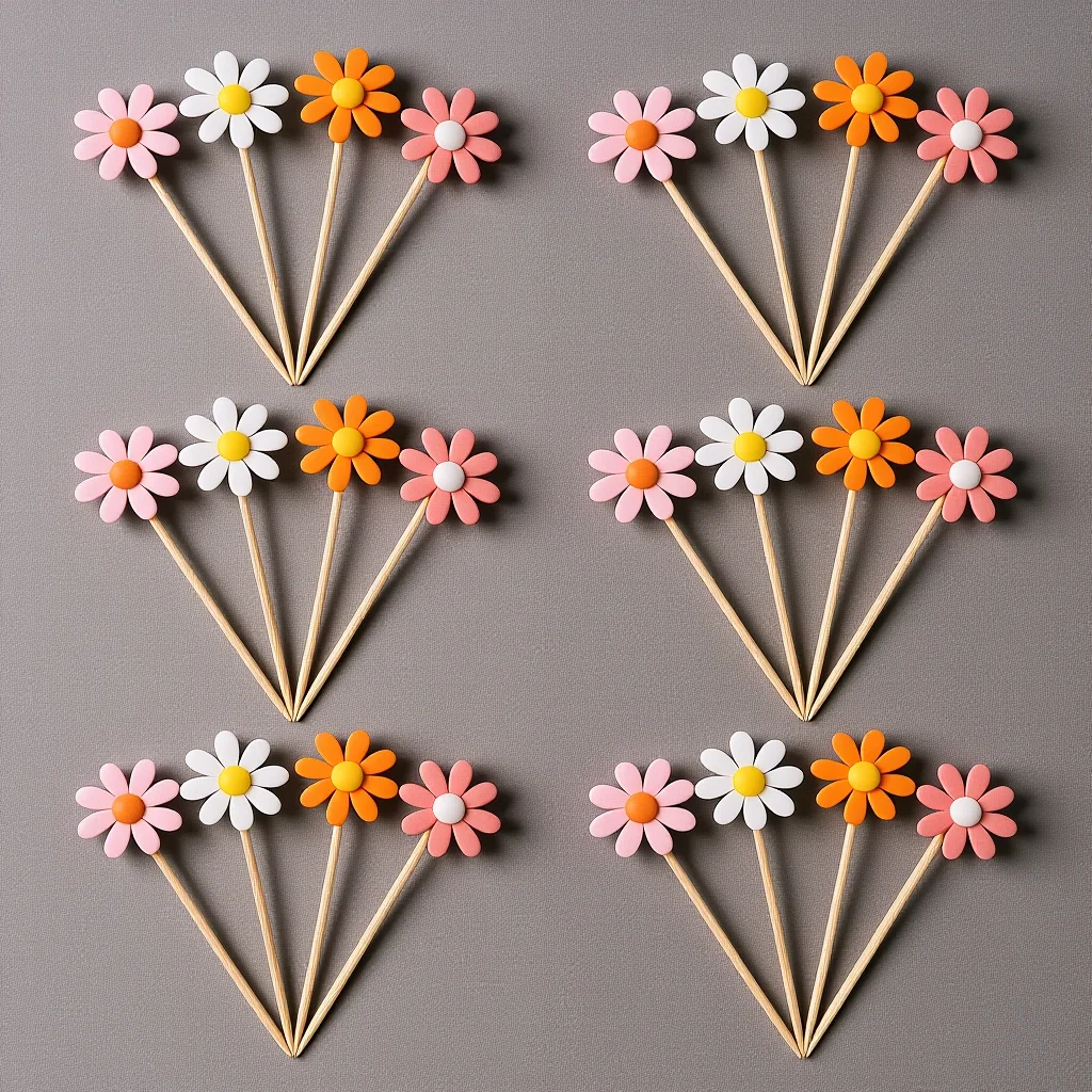 

40Pcs Mini Artificial Flowers Cake Inserts Cute Flower Toothpicks for Dessert Table Wedding Anniversary Party Decor