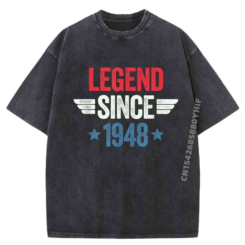 

Newest Printed Tees Legend Since 1948 White Graphic Tee Men's Shirt Casual Washed T Shirt For Male Leisure