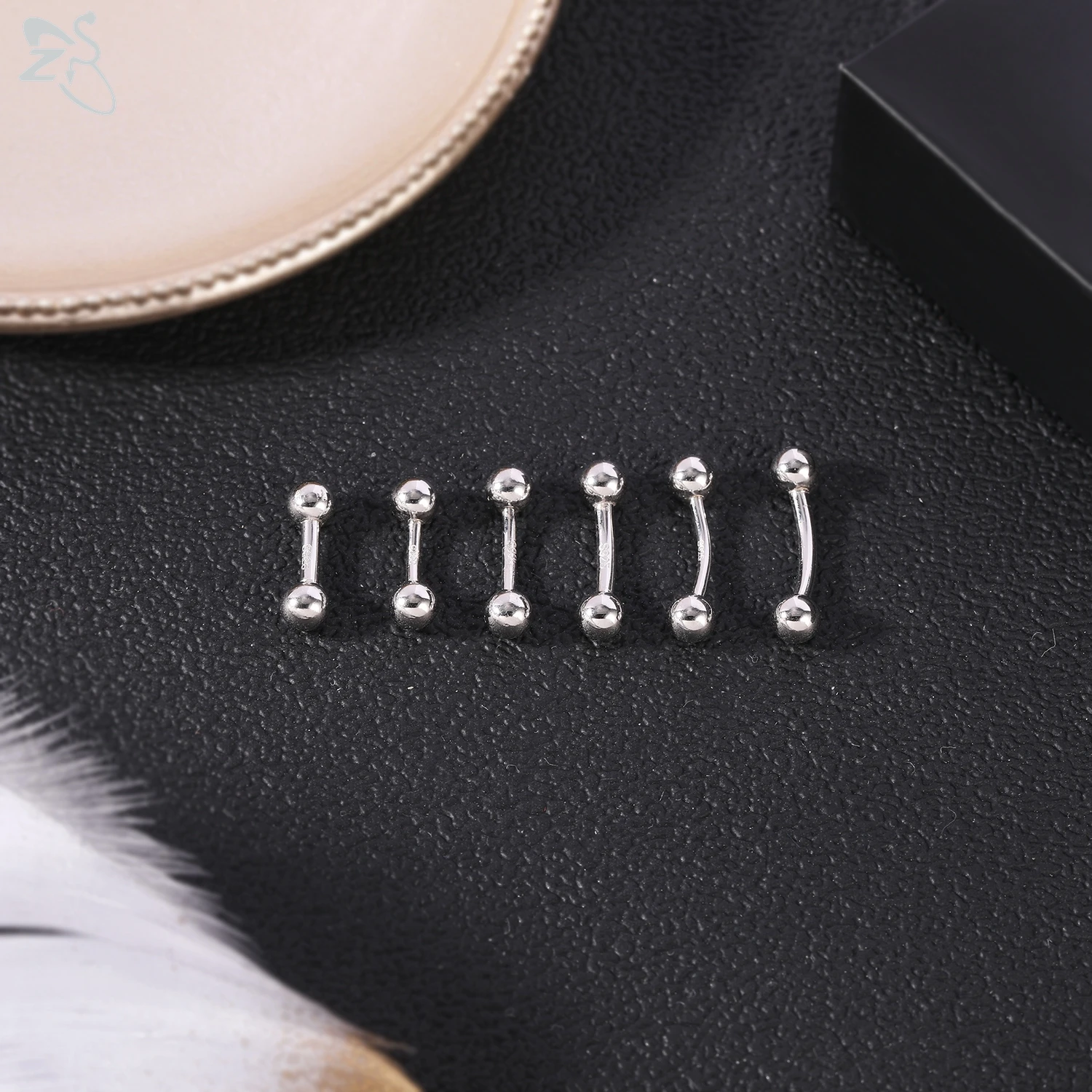 AOEDEJ 1 Piece 14G/16G 925 Sterling Silver Belly Button Ring Double Headed Ball Navel Rings Simple Navel Piercing Jewelry Gifts