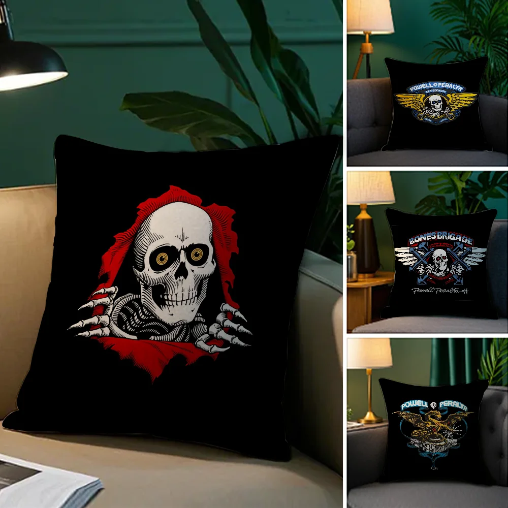 

P_Powell P_Peralta Skateboard Pillow Case Plush Fabric Soft Double Sided Print Sofa Cushion Cover Throw Pillow Covers