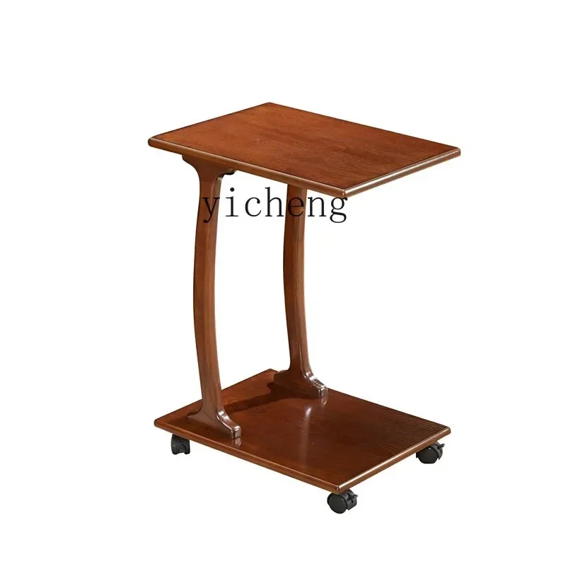 

Modern Sofa Side Table Movable Bed Coffee Table Solid Wood Small Coffee Table