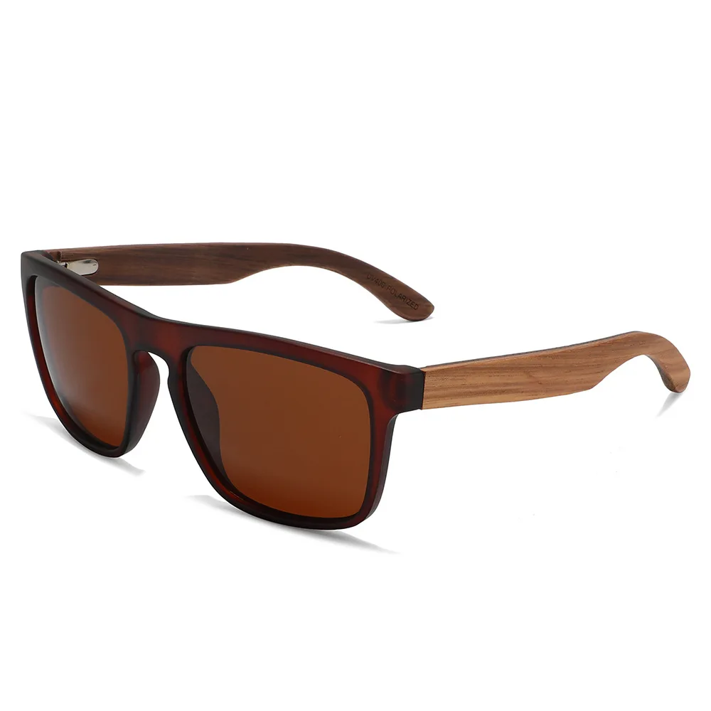 ShinyCo Marca de luxo esportiva armação quadrada camada de pé de madeira óculos de sol polarizados óculos de sol para ciclismo ao ar livre