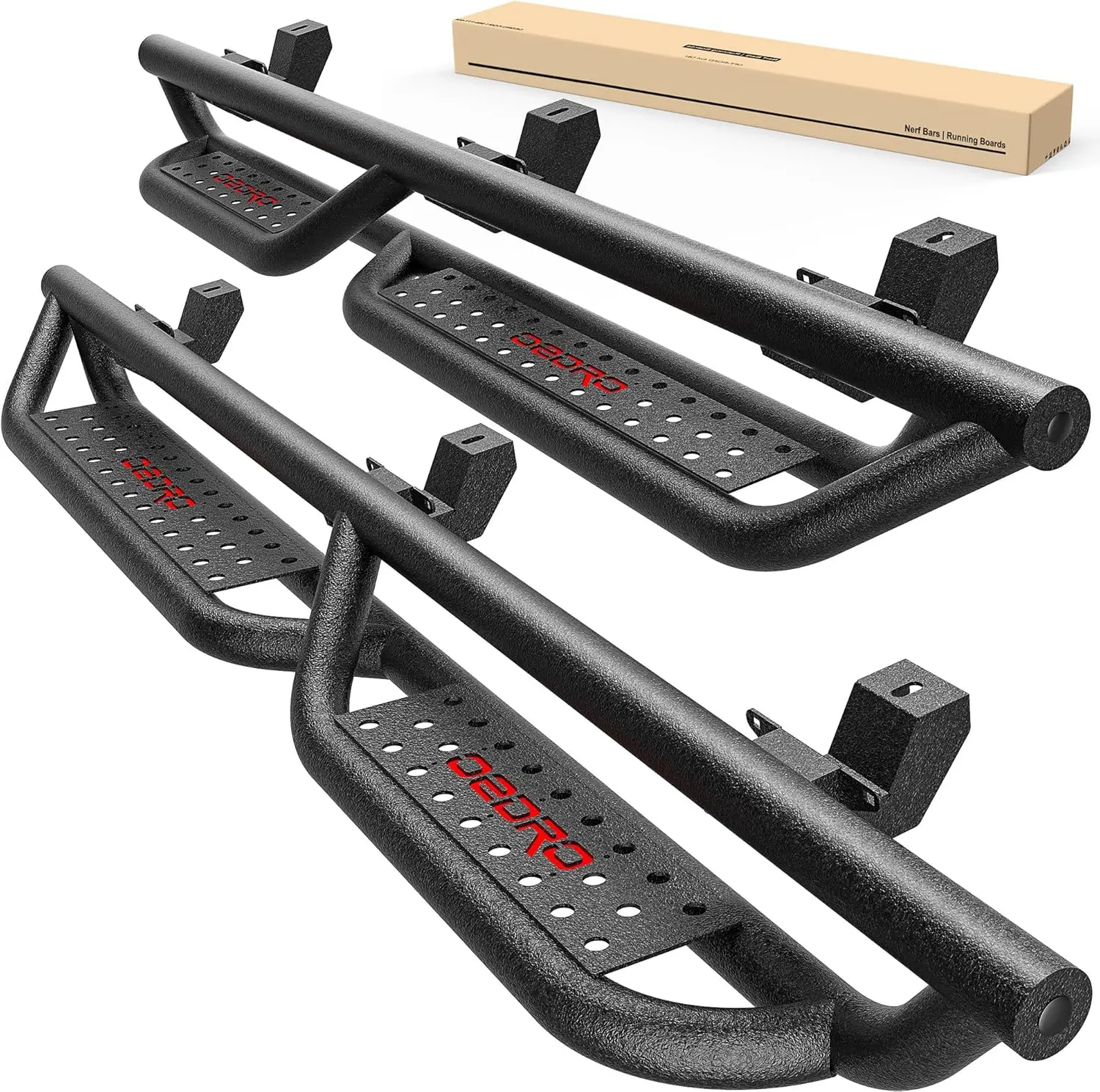 

Running Boards Compatible with 2018-2025 Jeep Wrangler JL 4 Doors, Drop Side Steps Rails, Black Bolt-On Nerf Bar